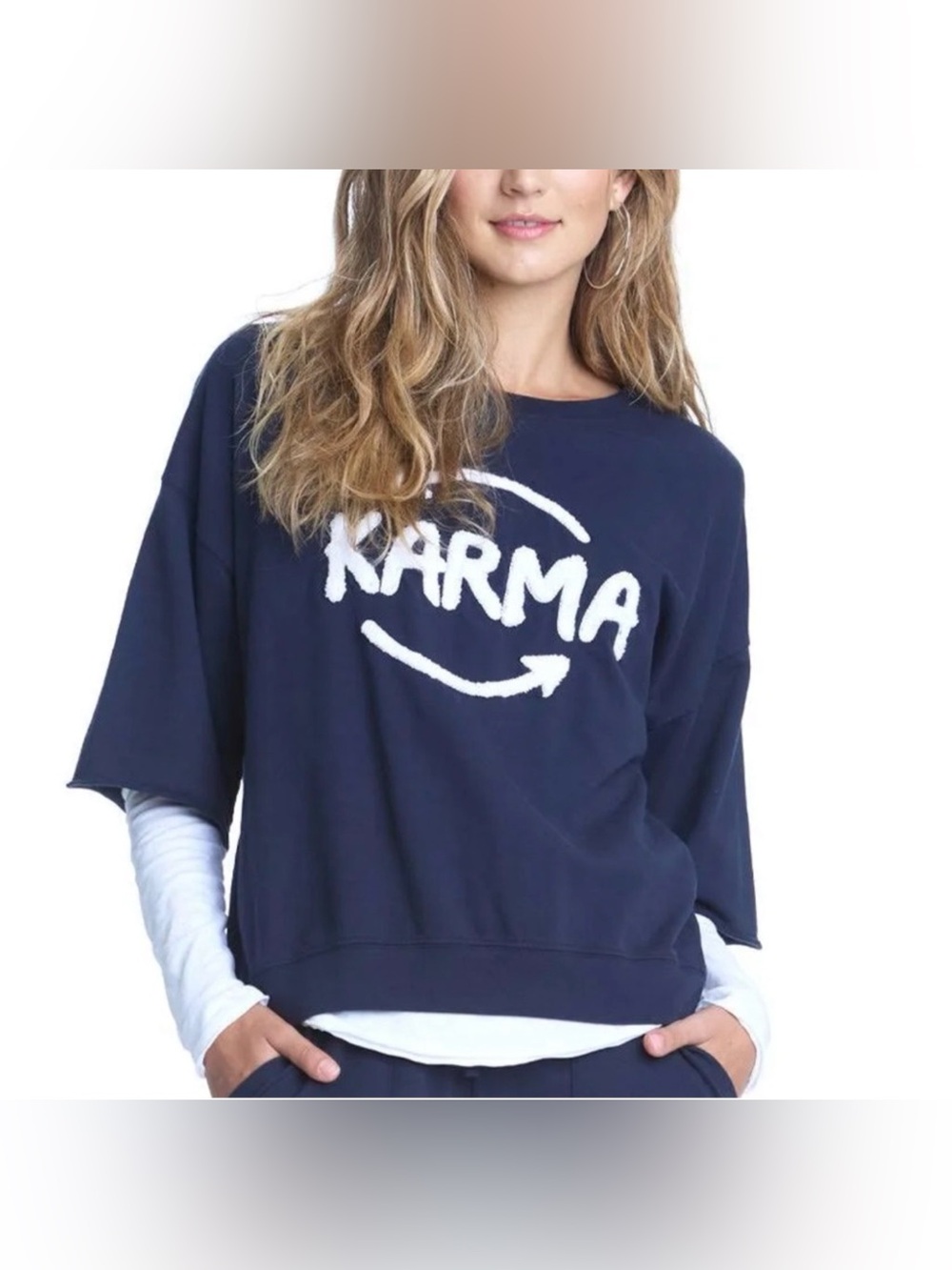 New Elliott Lauren KARMA Graphic ~ Navy